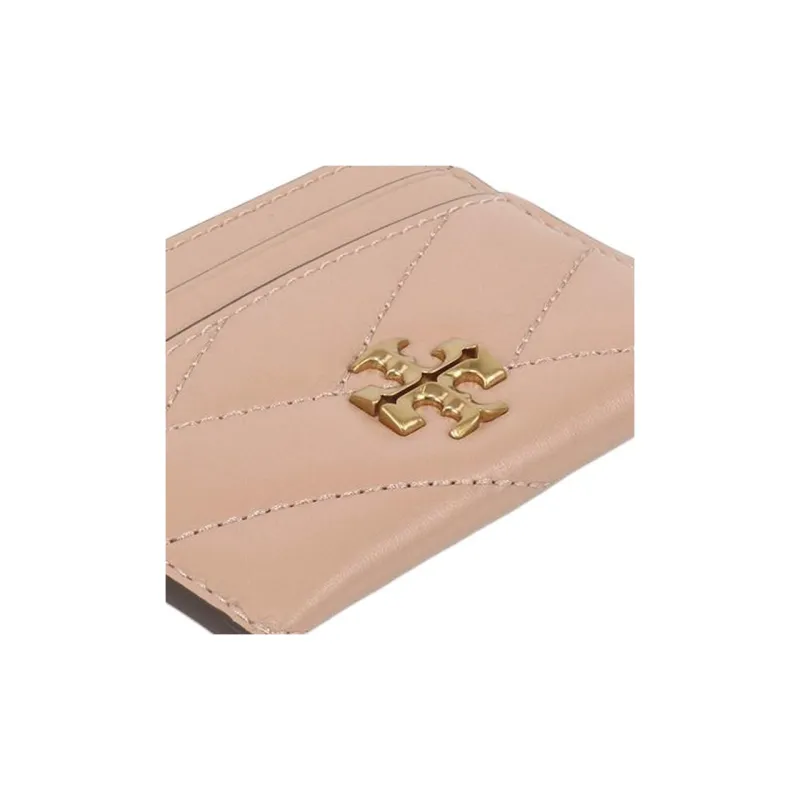 TORY BURCH Kira Herringbone Quilted Leather Card Holder Women's Beige-4