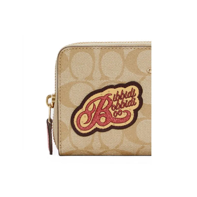 COACH Disney Cinderella Collaboration Accordion Zip Canvas With Leather Wallet Women's Khaki-2