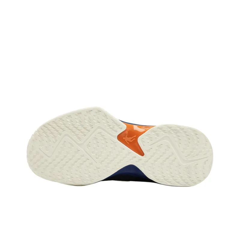 QIAODAN Anti Slip Wear Resistant Mid Top Children's Basketball Shoes Ivory/Serene Blue Teenagers-4