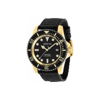 INVICTA Wrist Watch Automatic Mechanical Movement Polyester Strap 44mm Black Dial Men's Watches