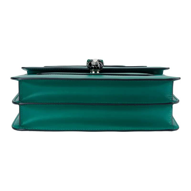BVLGARI Serpenti Forever Calfskin Crossbody Bag, Shoulder Bag Women's Emeralds-2