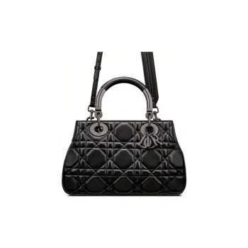 DIOR Lady Dior Calfskin Lady Dior Bag Shoulder Bag, Crossbody Bag, Handbag Medium Size Women's Black