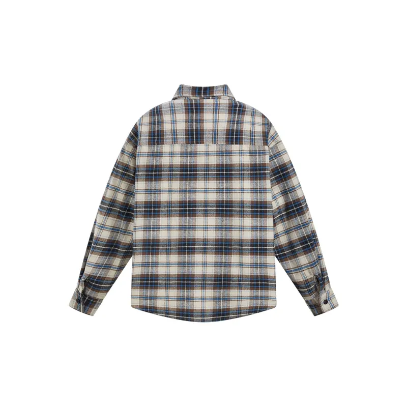 404MOB GANG Shirt Unisex Beige Blue Plaid-1