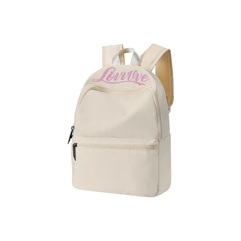LOVVVVE Polyester Backpack Regular Unisex Beige-1