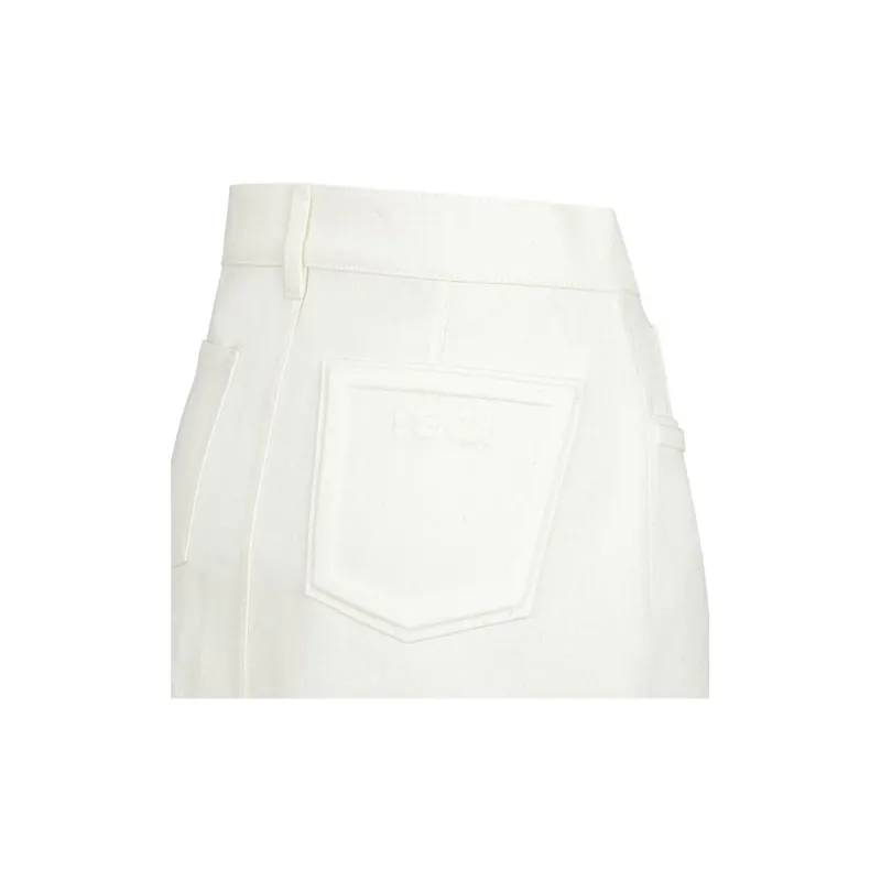 FENDI Denim Short Skirts Women's White-4