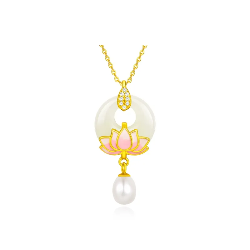 JINLIUFUJIXIANG Hetian Jade Necklaces White Jade/Pale Greenish White Jade Women's-0
