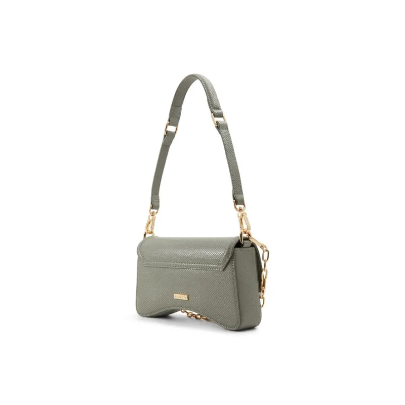 ALDO Artificial Leather Saddle Bag, Shoulder Bag Medium Size Women's Black/Dark Beige/Khaki-4