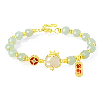 Lao Feng Xiang Hetian Jade Bracelets Green Jade Women's