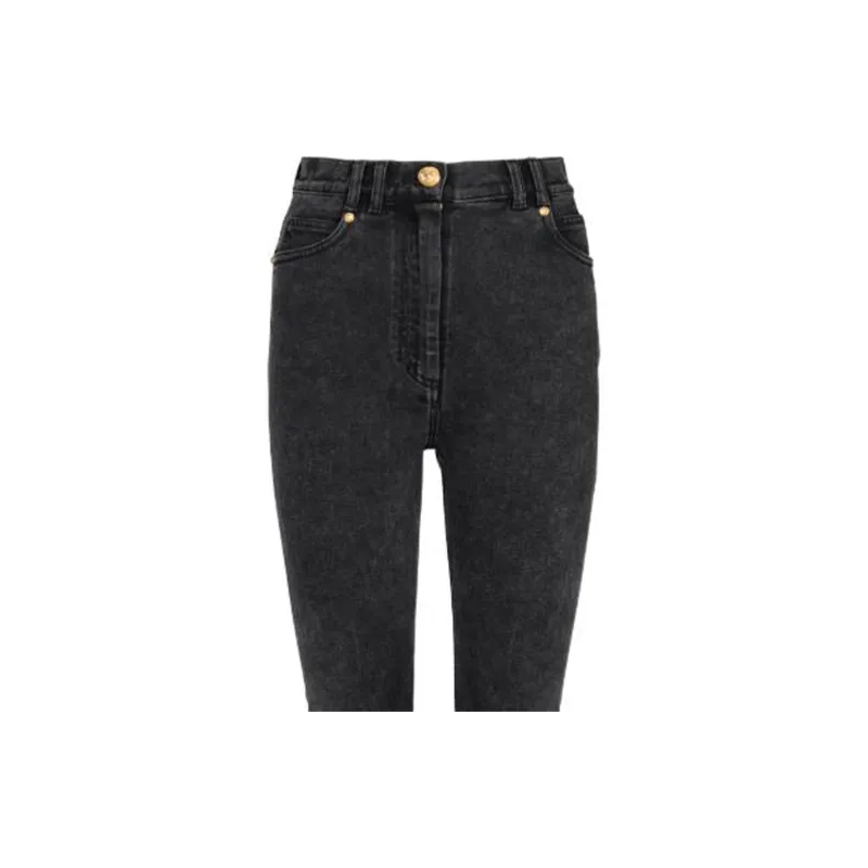 BALMAIN Logo plaque Denim Jeans-5