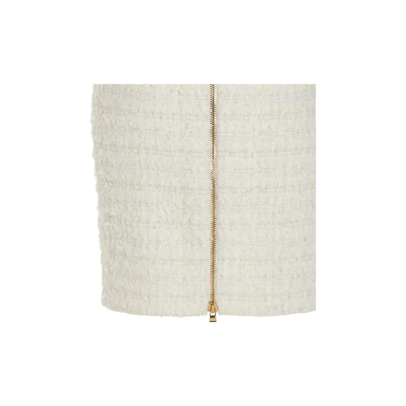 BALMAIN Button Embellished Tweed Pencil Skirt-3