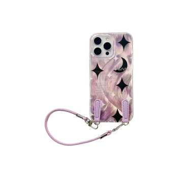 Wei Xin Acrylic Material Purple Feather Satin Stars Moon Phone Cases Compatible With IPhone 16/15/14/13/Pro/Mac