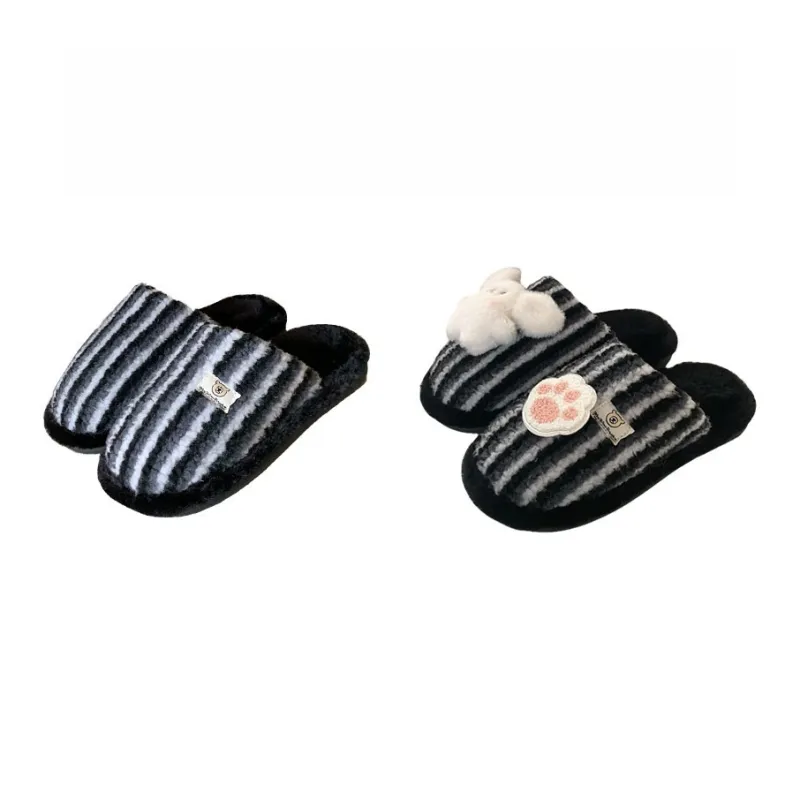 Thin Strips Cotton Slippers Unisex, Pink-14