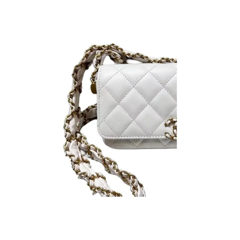 CHANEL Cow Leather Flap Bag, Shoulder Bag, Crossbody Bag Women's White-2