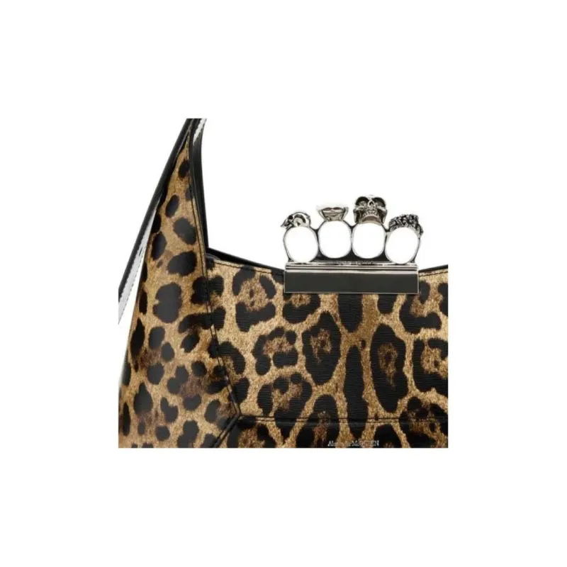 Alexander McQueen Leather One Shoulder Handbags Women's Leopard Print-3