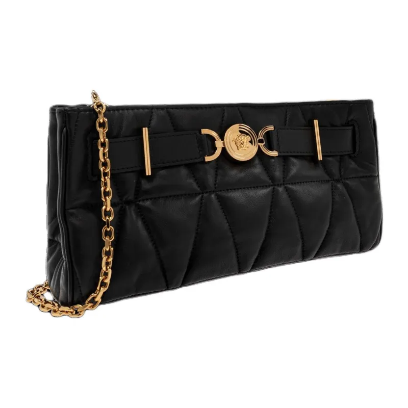 VERSACE VERSACE Leather Crossbody Bag Shoulder Bag Large Size Women's Black-1