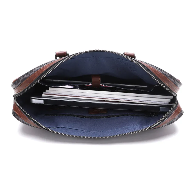 ELLE HOMME PVC Artificial Leather With Synthetic Leather Crossbody Briefcase Tubas Men's Dark Coffee-5