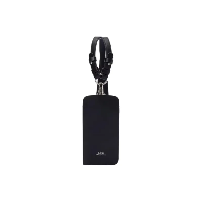 A.P.C Cow Leather Cell Phone Pouch Men's Black-1