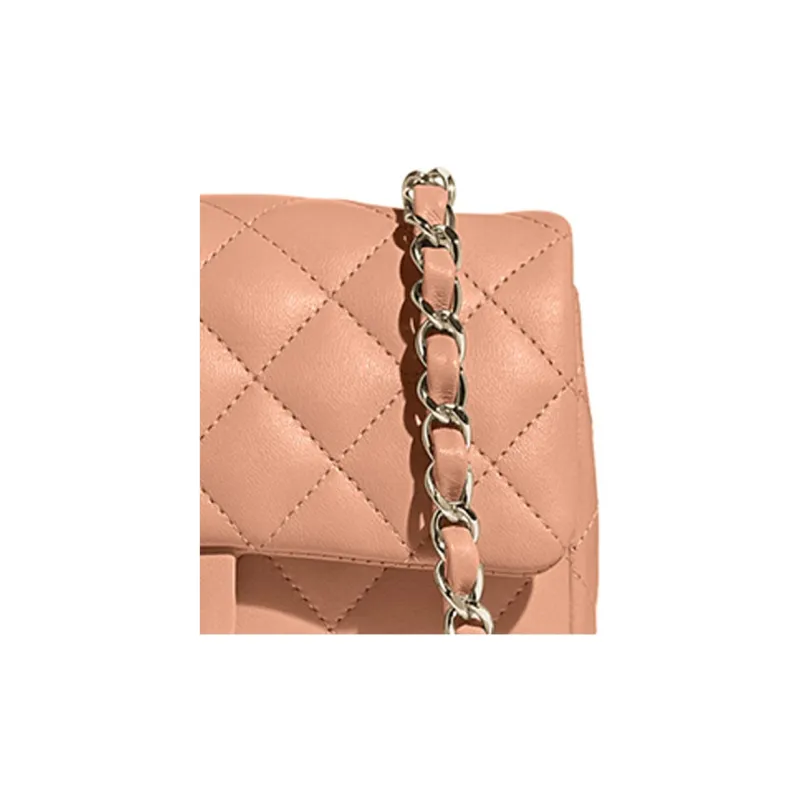 CHANEL Classic Flap CF Sheepskin Shoulder Bag, Crossbody Bag Mini Women's Dried Rose Pink-2