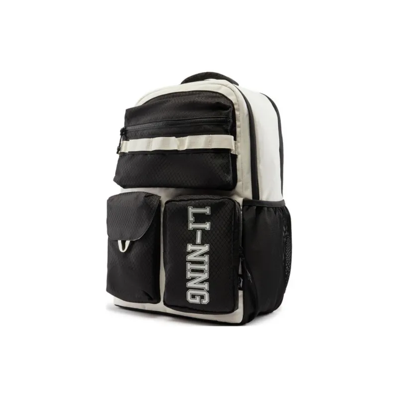LiNing Sports Life Collection Polyester Backpack Unisex Black & Silver Fir Gray-1