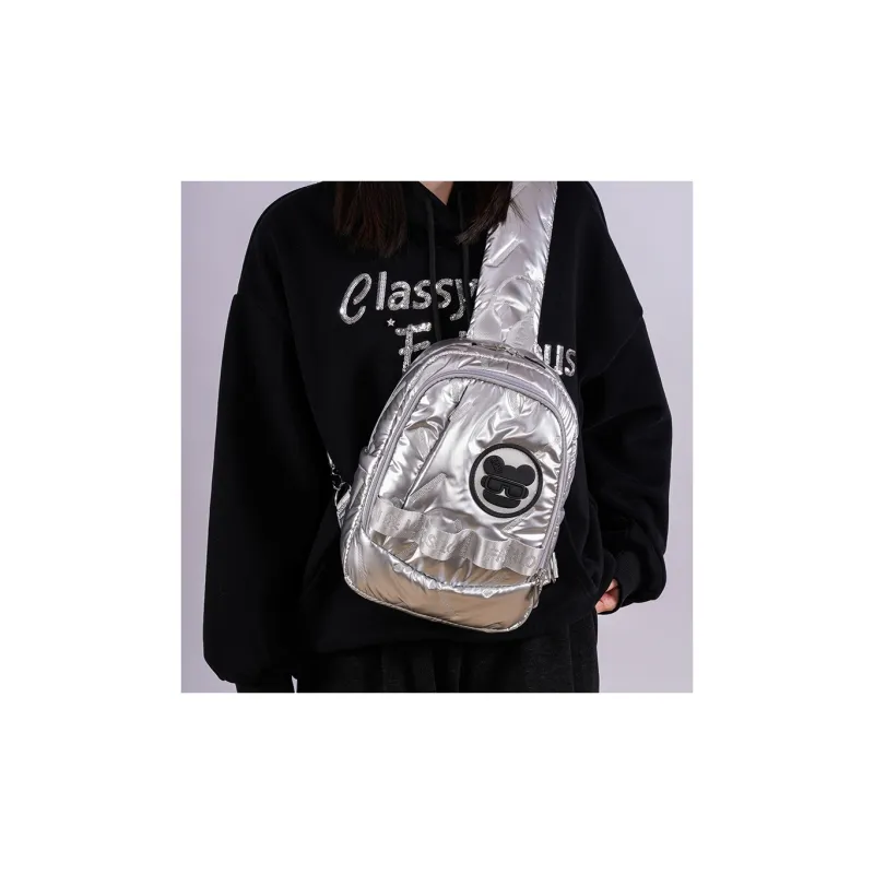 SUN ERATH&U Polyester Sling Bag Regular Unisex Silver Black-5