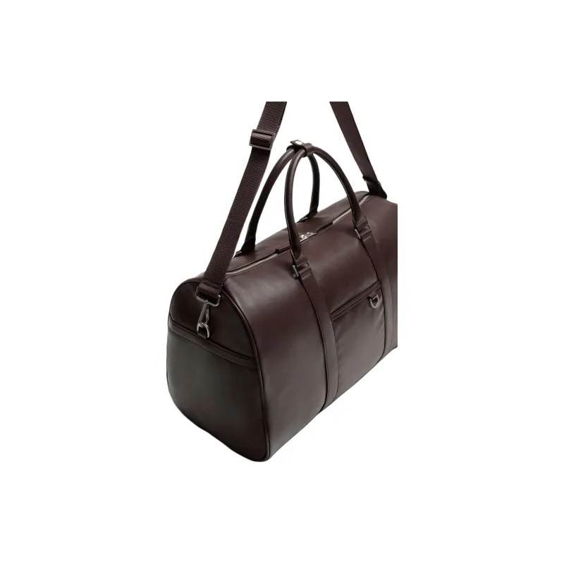 ZARA Polyurethane Portable Travel Bag Men's Brown-2