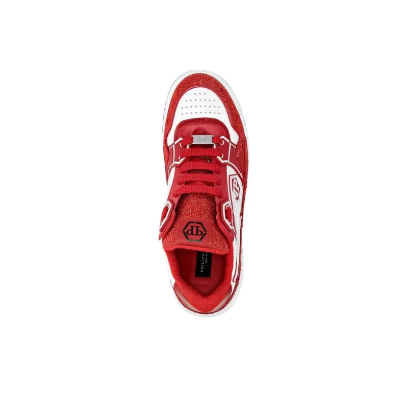 PHILIPP PLEIN Hexagon Low-Top Skateboard Shoes Men's Red-5