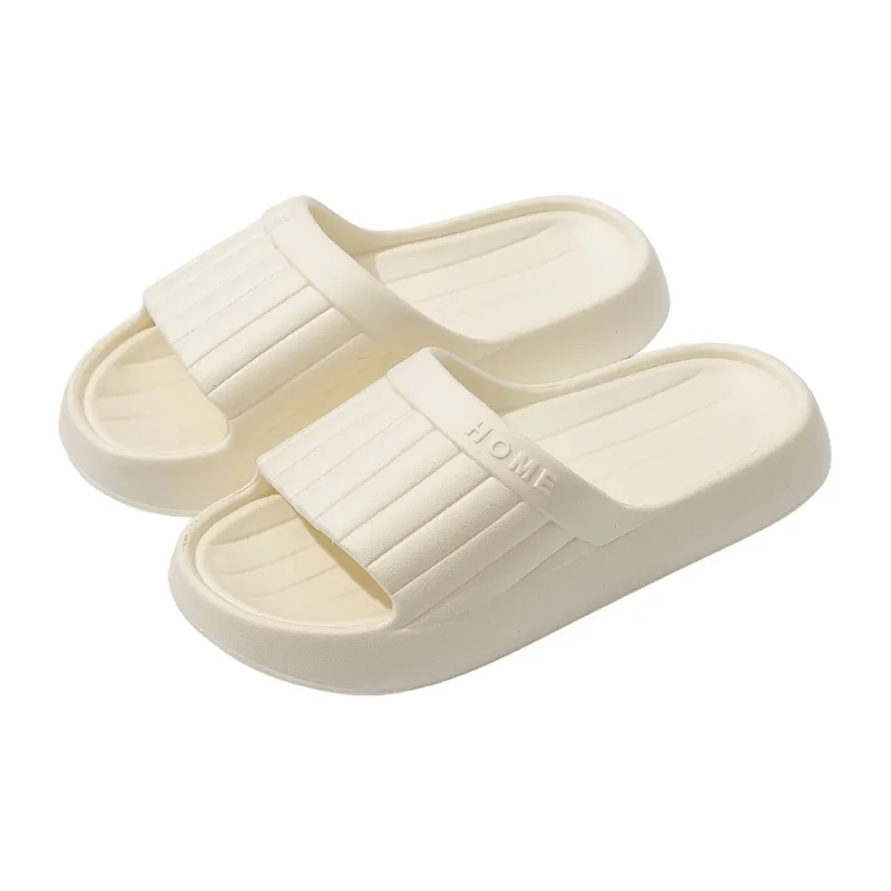 Foot Recreation Minimalist Style Vertical Stripes Letter Comfortable Quiet Slip Resistant Slippers Home Slippers Unisex-5