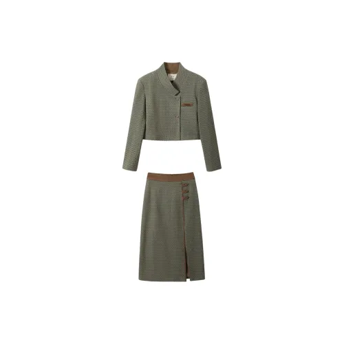 SHUXI Skirt Set Women's Rustic Green