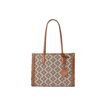 Kate Spade Fabric Cow Leather Crossbody One Shoulder Handbags Medium Size Women's Brown Pink