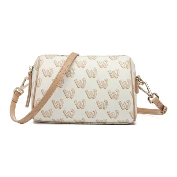 SEPTWOLVES Artificial Leather Crossbody Bag Small Size Women's Ecru/Apricot