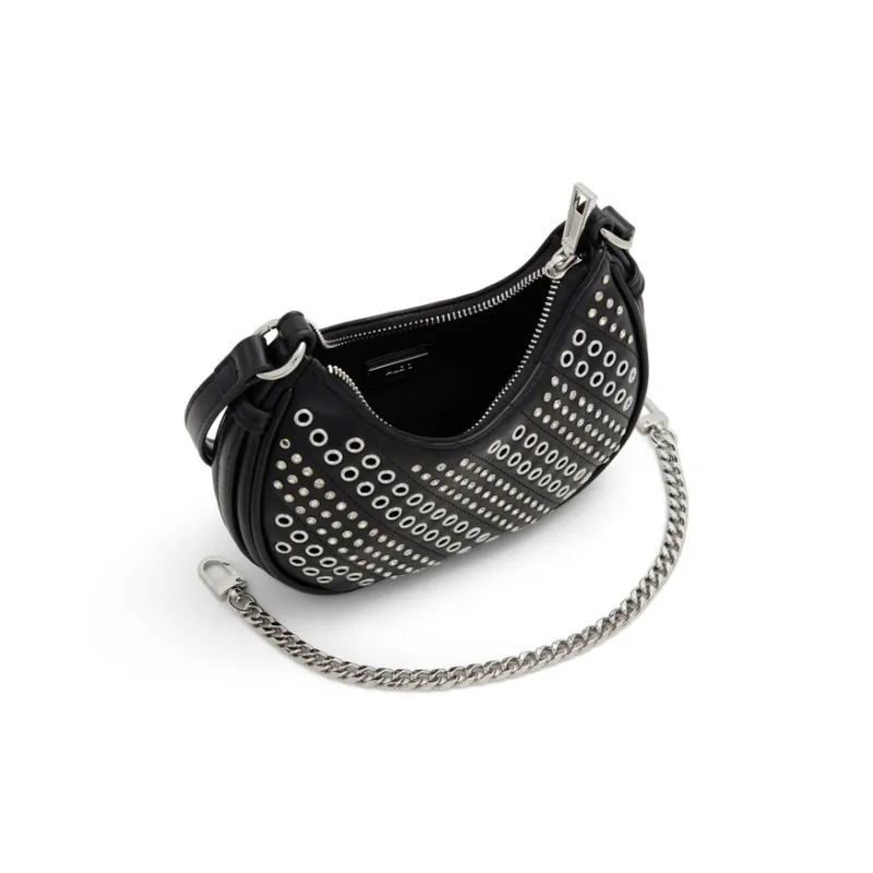 ALDO Artificial Leather Crescent Bag Crossbody Bag Medium Size Women's Black-2