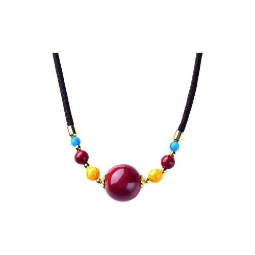 Strange Snow Cinnabar Jade Necklaces Unisex