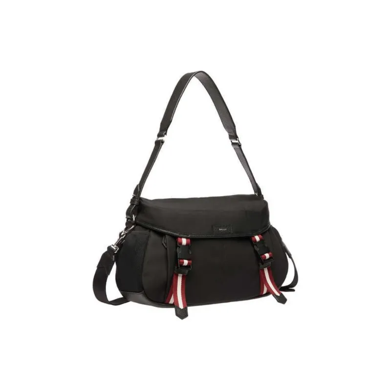 BALLY Fabric With Calfskin Portable Crossbody Bag Shoulder Bag Men's Black & Pau Color-1