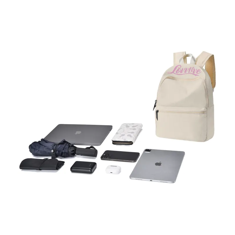 LOVVVVE Polyester Backpack Regular Unisex Beige-4