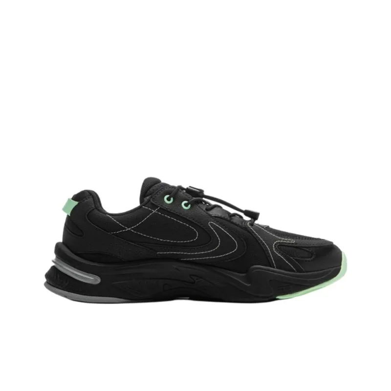 LINING YOUNG Slip Resistant Breathable Low Top Kids Lifestyle Shoes Black/Fluorescent Aqua Green Teenagers-1