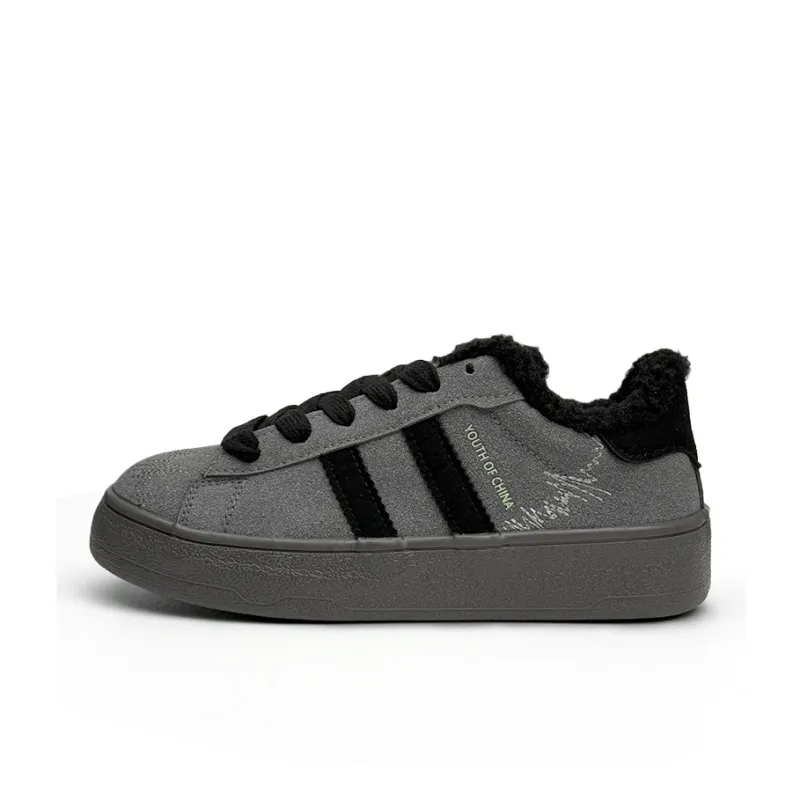 Mengsai Thermal Slip Resistant Low Top Skateboard Shoes Women's Black Warrior-1