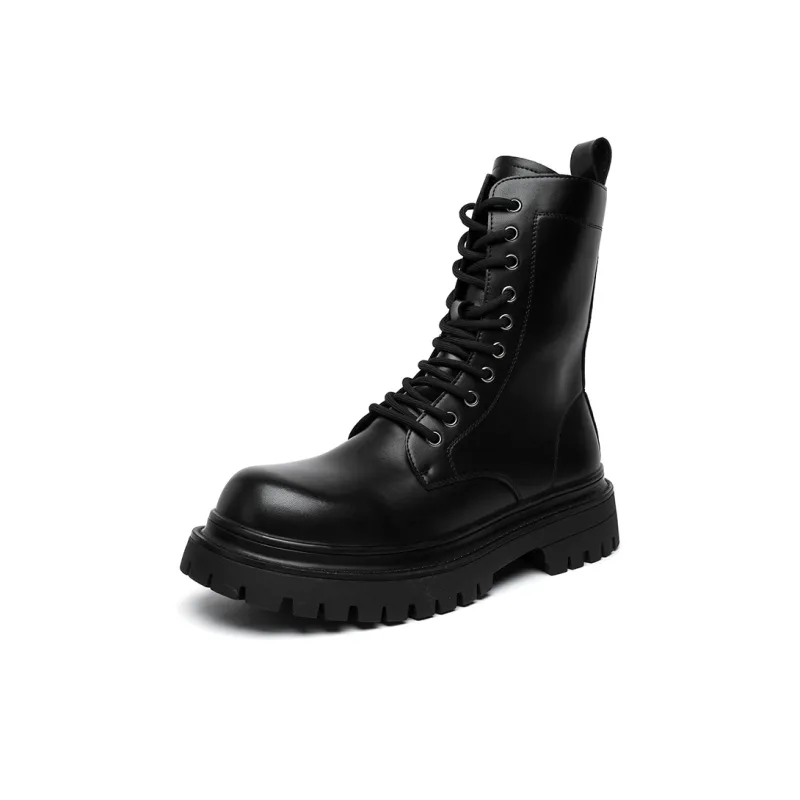 JIETEGONGYANG Short Mid Calf Martin Boot Men's Black-1