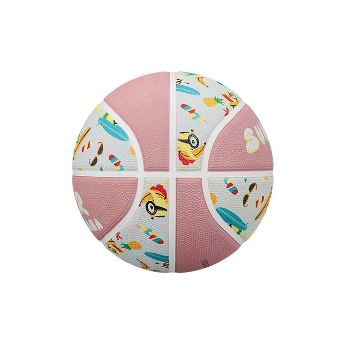 SIPAKESPORT x MINIONS Rubber Basketball Pink/White Print Size 4 Size 5 Ball Training Unisex-1