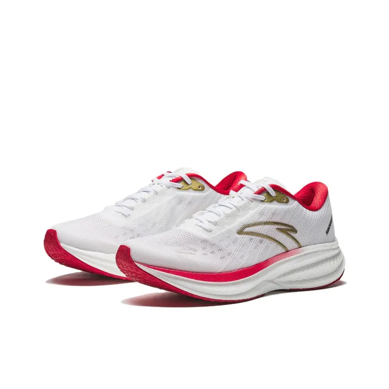 Anta Champion 3rd Gen Durable Lightweight Cushioning Low Top Long Distance Running Running Shoes Men's White Red-1