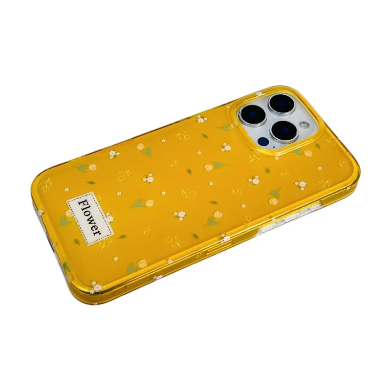 Wei Xin Acrylic Material Yellow Floral Lanyard Phone Cases Compatible With IPhone 16/15 Pro Max/Apple 13/14 Pro/Max-8