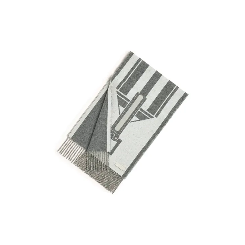 HERMES Cashmere Knit Scarves Women's Gray-1