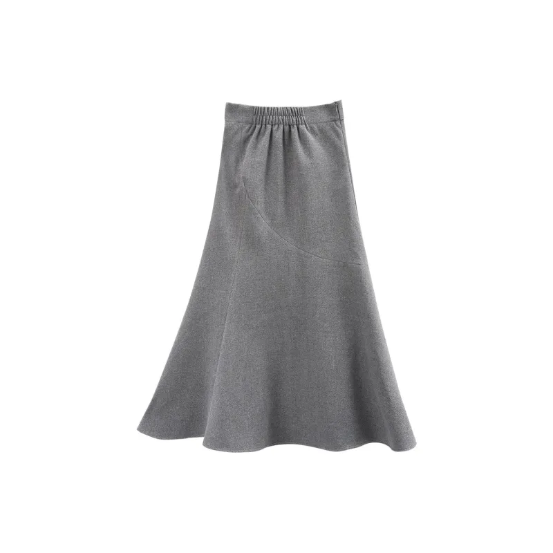 A Paradise For Awakening Casual Long Skirts Women's Gray-1