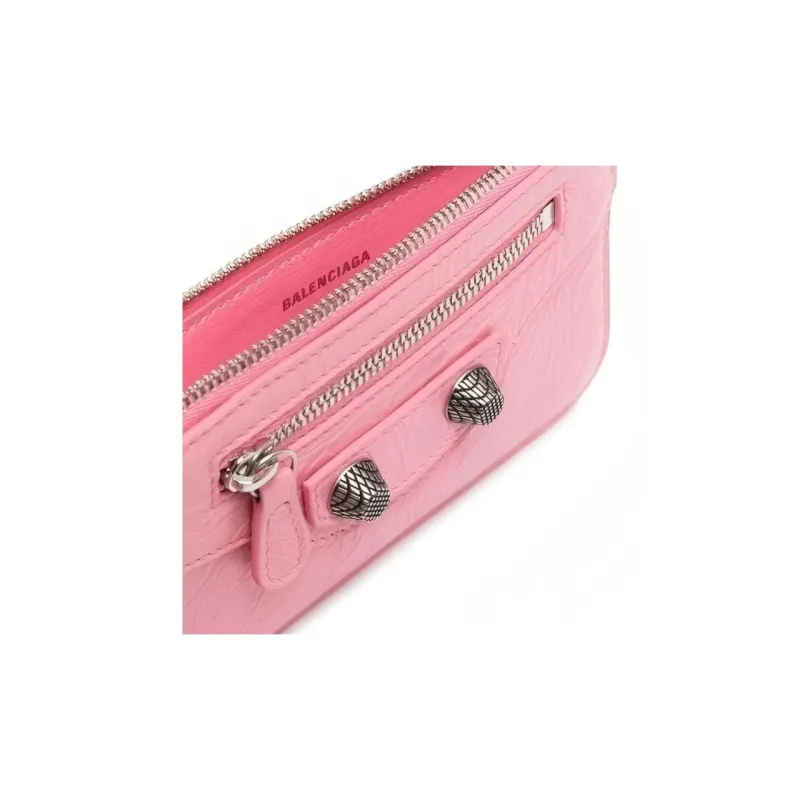 Balenciaga Le Cagole Leather Card Holder Women's Pink-4