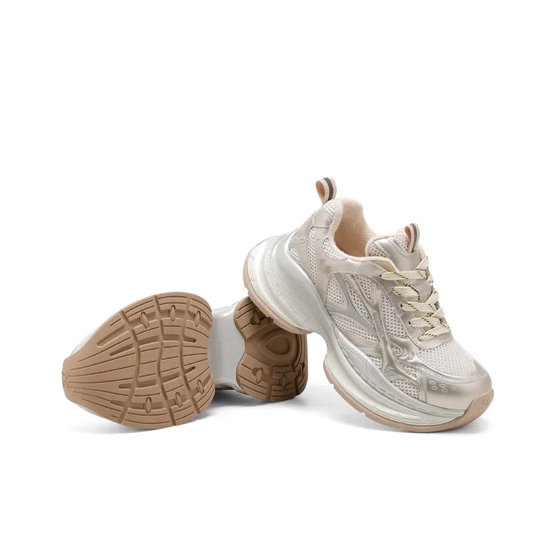 C°BANNER Wear Resistant Low Top Chunky Sneakers Women's Champagne-4