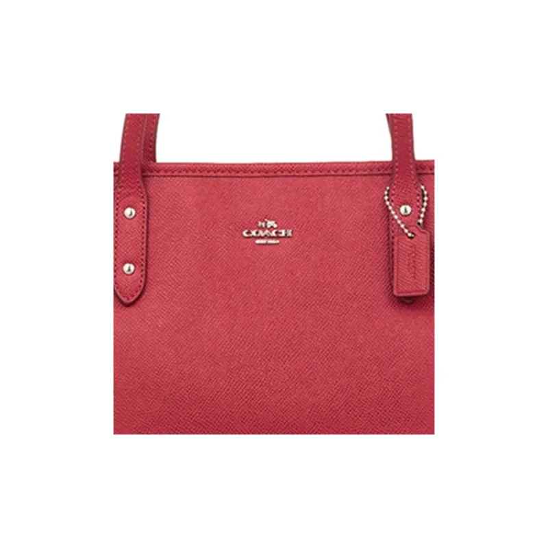 COACH City Zip Tote Leather Tote Bag, Shopping Bag, Shoulder Bag Medium Size Women's Red-4