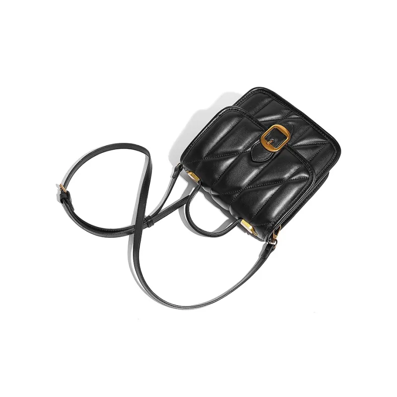 Vigno Synthetic Leather One Shoulder Crossbody Double Shoulder Handbag Regular Women's Black/Brown/Ecru-3