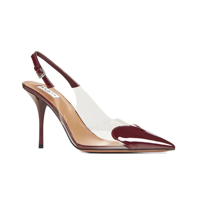 Alaia Le Cœur Slim Heel High Heels Women's Burgundy-2