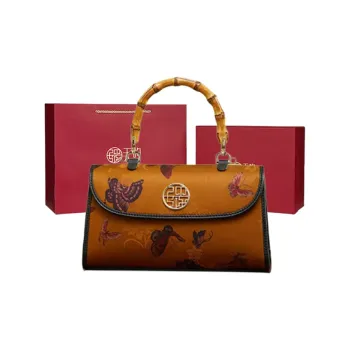 Pmsi Mulberry Silk Cow Leather Crossbody Portable Bamboo Shoulder Bag Regular Women's