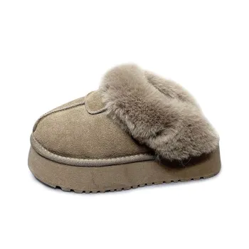 Little Red Man Fuzzy Abrasion Resistant Slip Resistant Wrap toe Slippers Women's