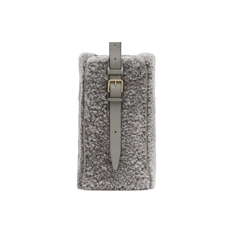 Valextra Shearling Bucket Bag, Handbag, Shoulder Bag Mini Women's Concrete Gray-2
